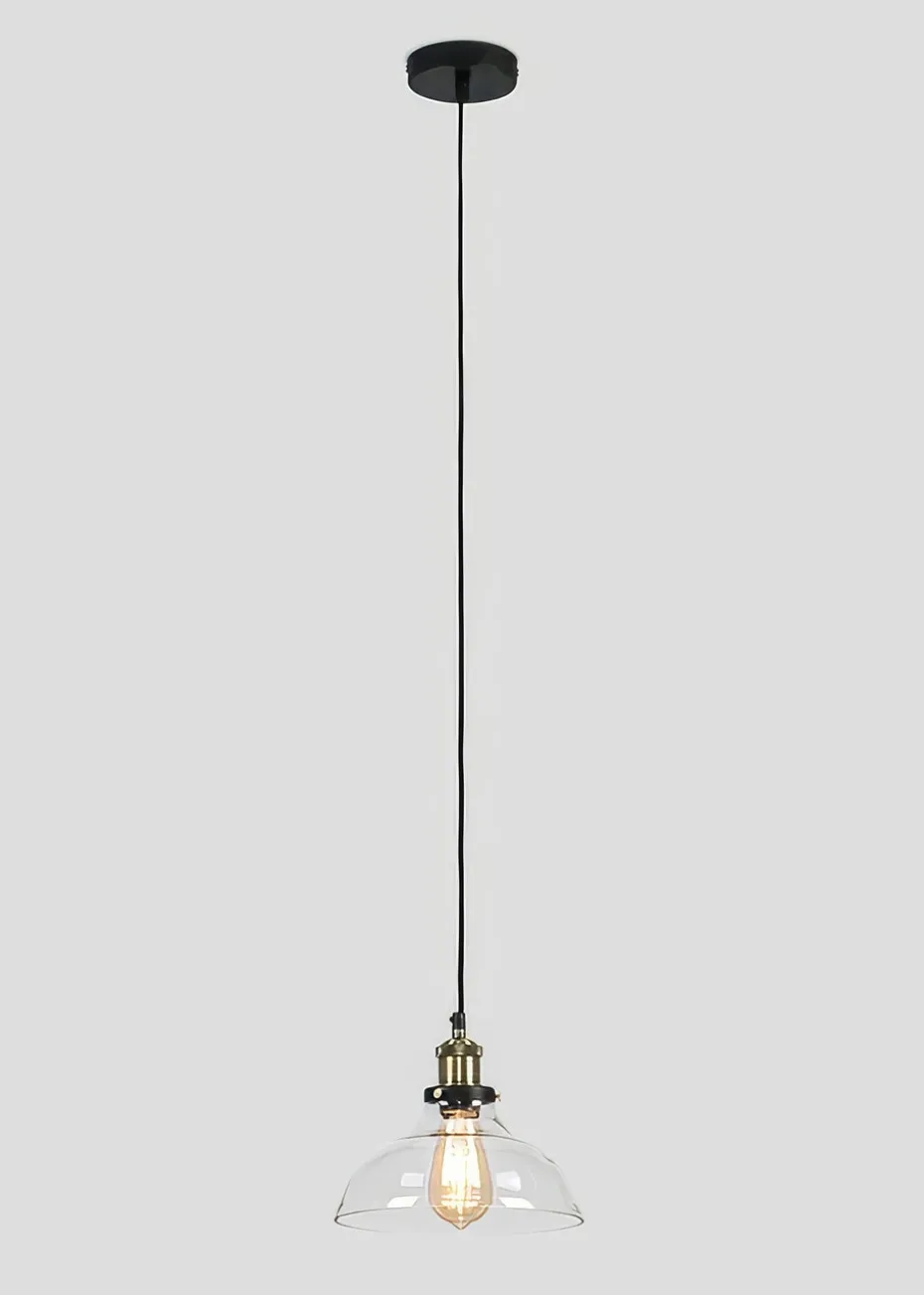 ValueLights Wallace Steampunk Electric Pendant Clear Glass Shade (105.5cm x 24cm x 24cm)