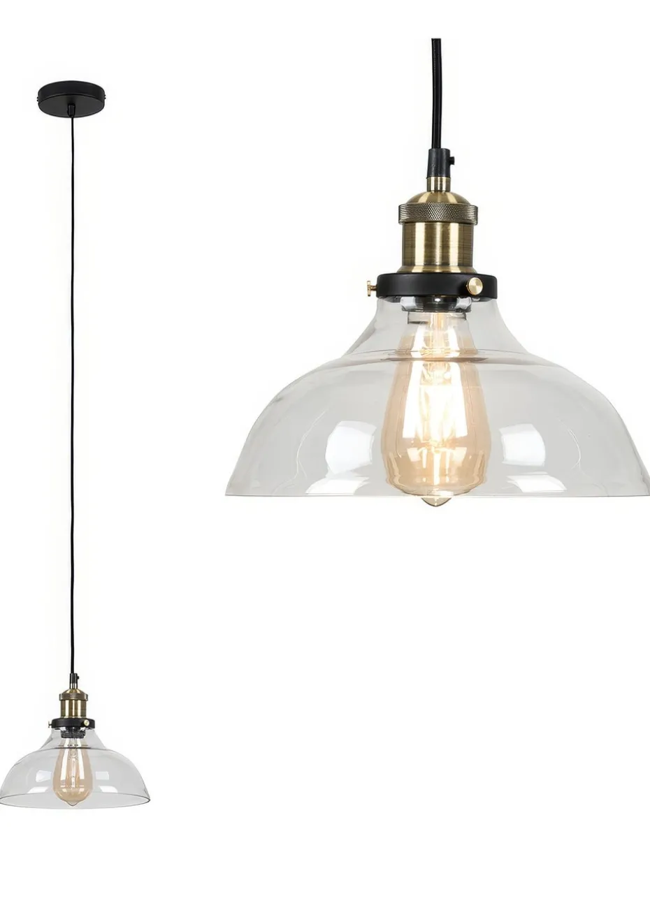 ValueLights Wallace Steampunk Electric Pendant Clear Glass Shade (105.5cm x 24cm x 24cm)