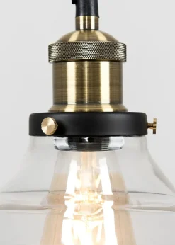 ValueLights Wallace Steampunk Electric Pendant Clear Glass Shade (105.5cm x 24cm x 24cm)