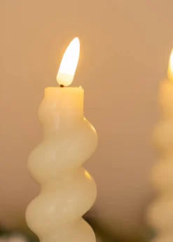 ValueLights White LED Candle Spiral Design Pack of 2 (25cm x 4cm x 4cm)