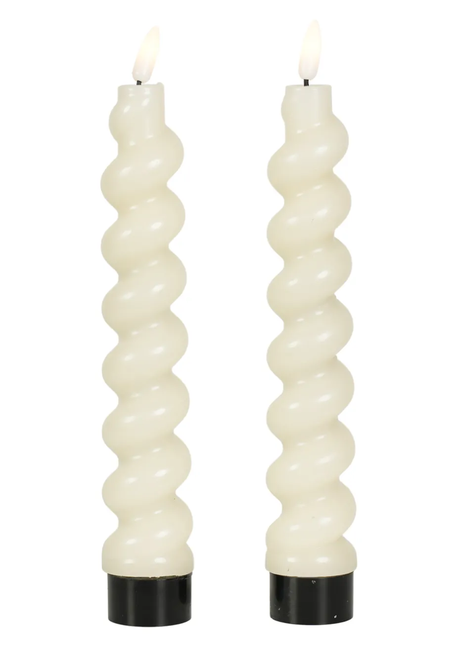 ValueLights White LED Candle Spiral Design Pack of 2 (25cm x 4cm x 4cm)
