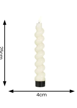 ValueLights White LED Candle Spiral Design Pack of 2 (25cm x 4cm x 4cm)