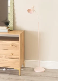 ValueLights Woody  Pink Floor Lamp with Pink Tapered Shade (130cm x 36cm x 22cm)