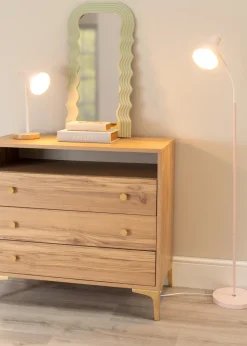 ValueLights Woody  Pink Floor Lamp with Pink Tapered Shade (130cm x 36cm x 22cm)