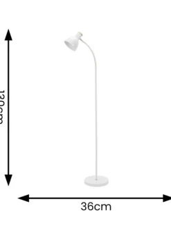 ValueLights Woody  White Floor Lamp with White Tapered Shade (130cm x 36cm x 22cm)