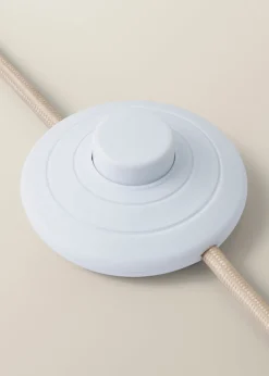 ValueLights Wyatt Linen Tall Lamp Shade Walnut Wood Bobbin Floor Lamp