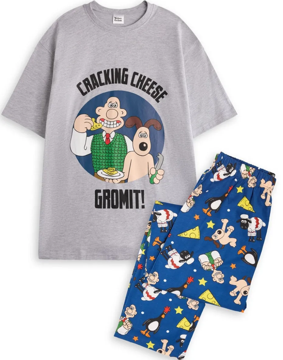 Wallace And Gromit Adults Grey Character Pyjama Set