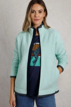 Weird Fish Aqua Ariana Full Zip Grid Fleece