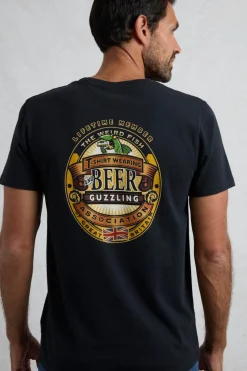 Weird Fish Black Beer Guzzling Back Print Artist T-Shirt