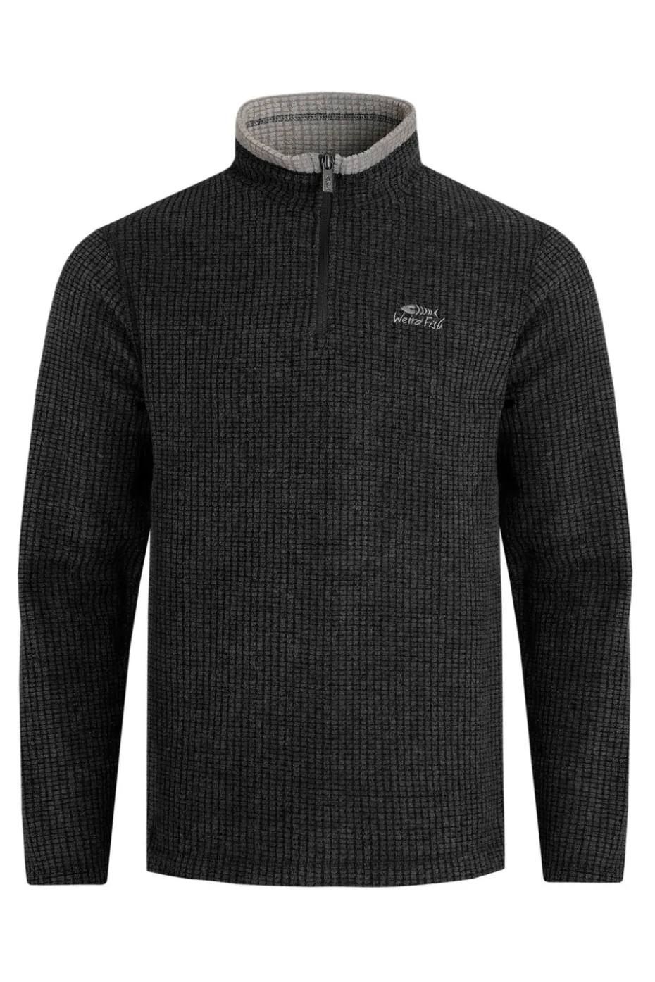 Weird Fish Black Newark 1/4 Zip Grid Fleece
