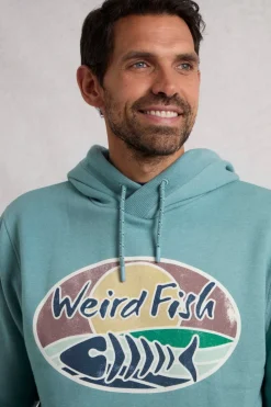 Weird Fish Blue Bryant Front Print Graphic Popover Hoodie