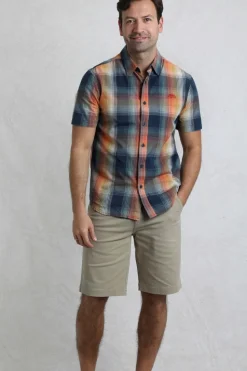 Weird Fish Blue Judd Short Sleeve Check Shirt