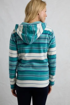 Weird Fish Blue Lana 1/4 Zip Stripe Microfleece Hoodie
