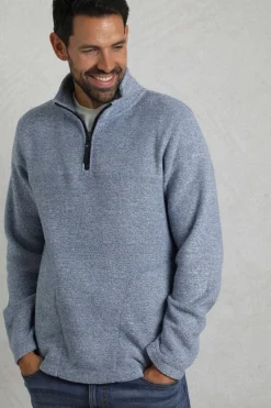 Weird Fish Blue Laramie 1/4 Zip Snow Marl Fleece