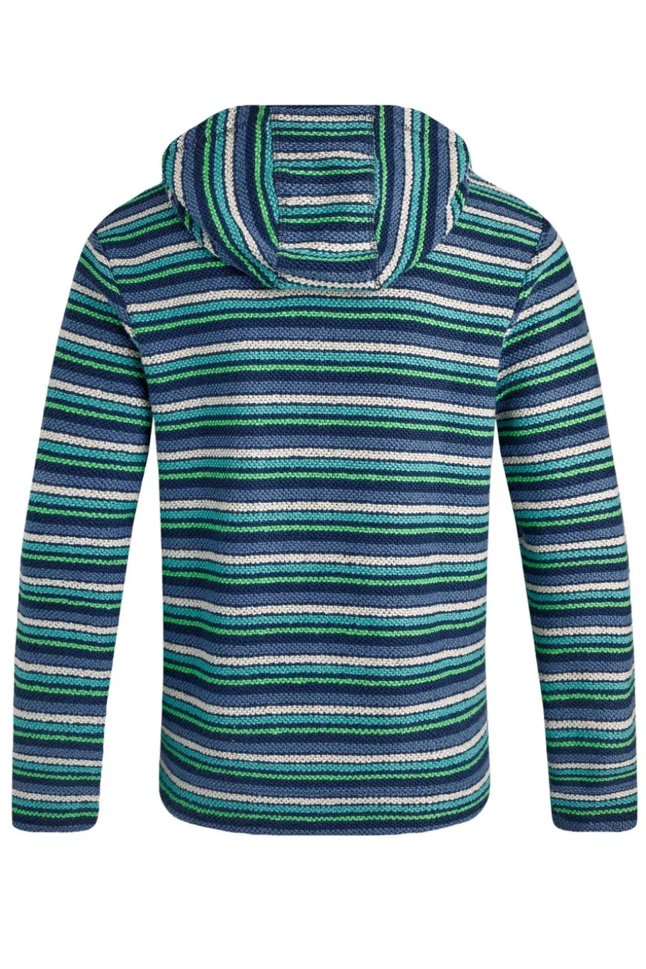 Weird Fish Blue Payson Button Neck Striped Macaroni Hoodie