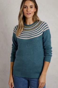 Weird Fish Blue Sinatra Patterned Knit Jumper