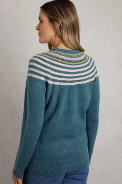 Weird Fish Blue Sinatra Patterned Knit Jumper