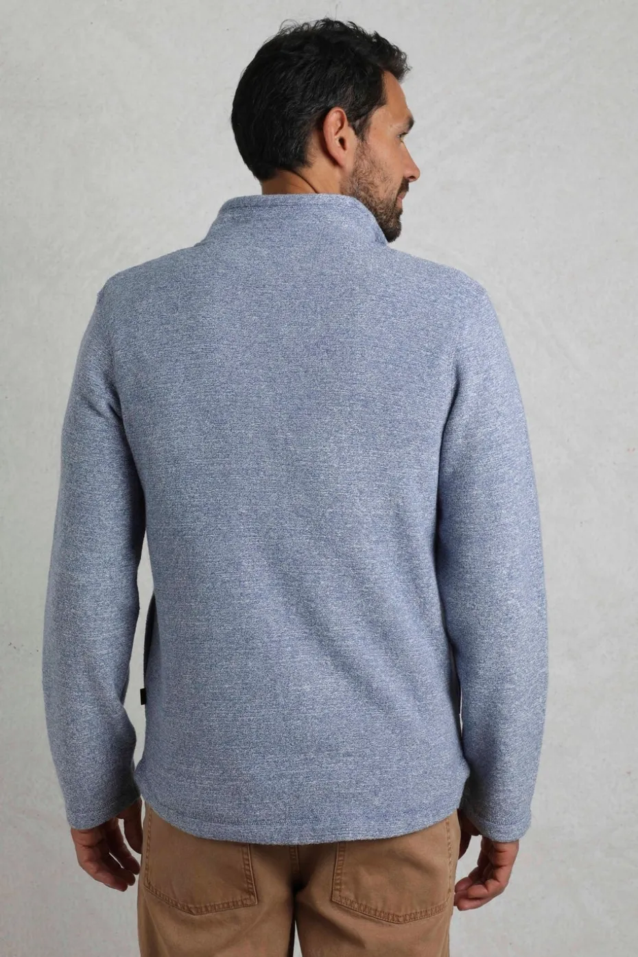 Weird Fish Blue Thames Full Zip Snow Marl Fleece