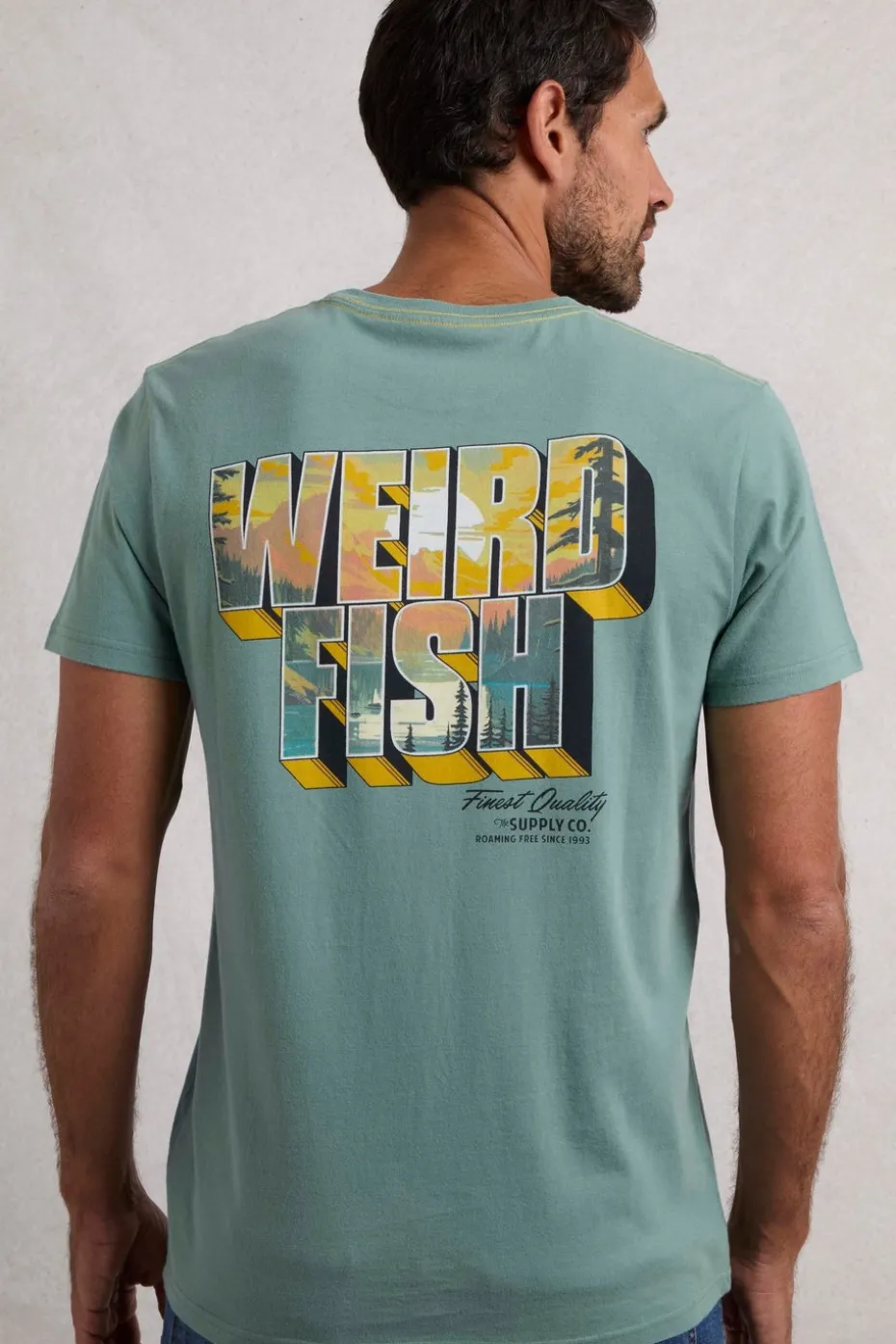 Weird Fish Blue Wild Life Back Print Graphic T-Shirt