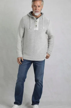 Weird Fish Cream Bakersfield Button Neck Macaroni Hoodie