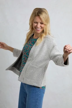 Weird Fish Cream Santosh Cropped Macaroni Kimono Cardigan