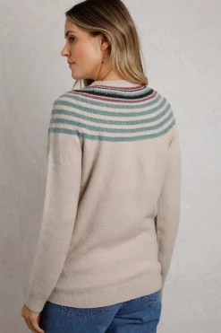 Weird Fish Cream Sinatra Patterned Knit Jumper