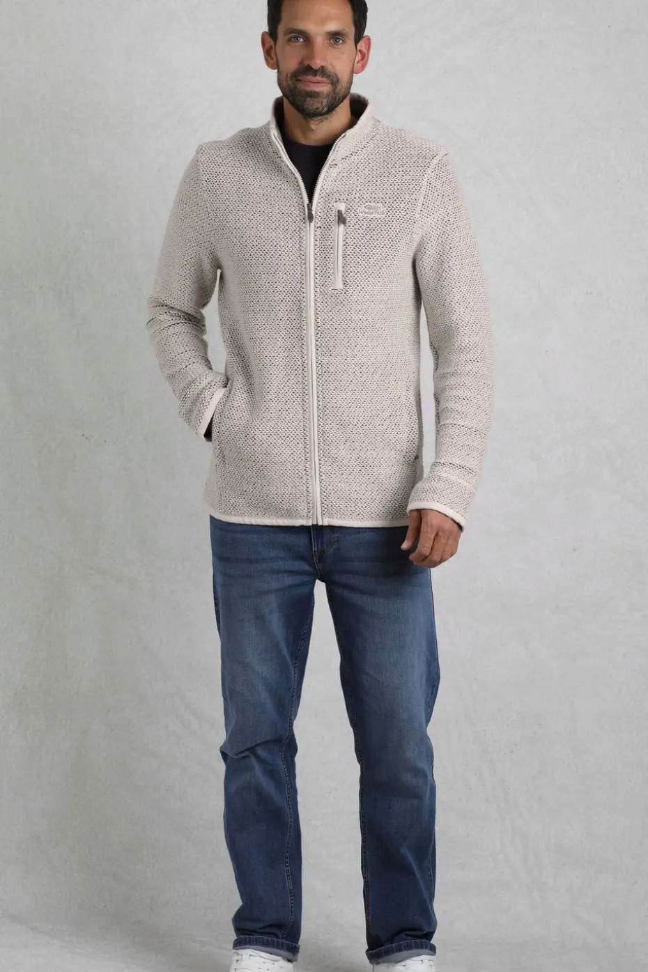 Weird Fish Cream Transom Full Zip Macaroni