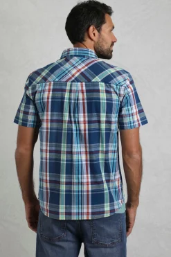 Weird Fish Dark Blue Judd Short Sleeve Check Shirt