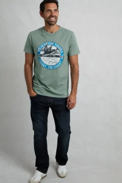 Weird Fish Green Coasting Front Print Graphic T-Shirt