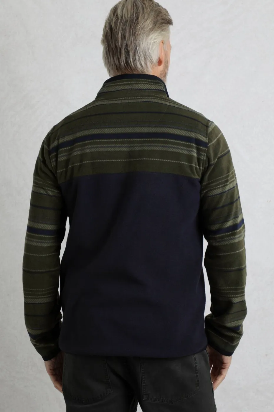 Weird Fish Green Gilbert 1/4 Zip Striped Microfleece