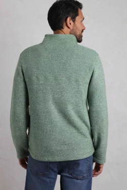 Weird Fish Green Laramie 1/4 Zip Snow Marl Fleece