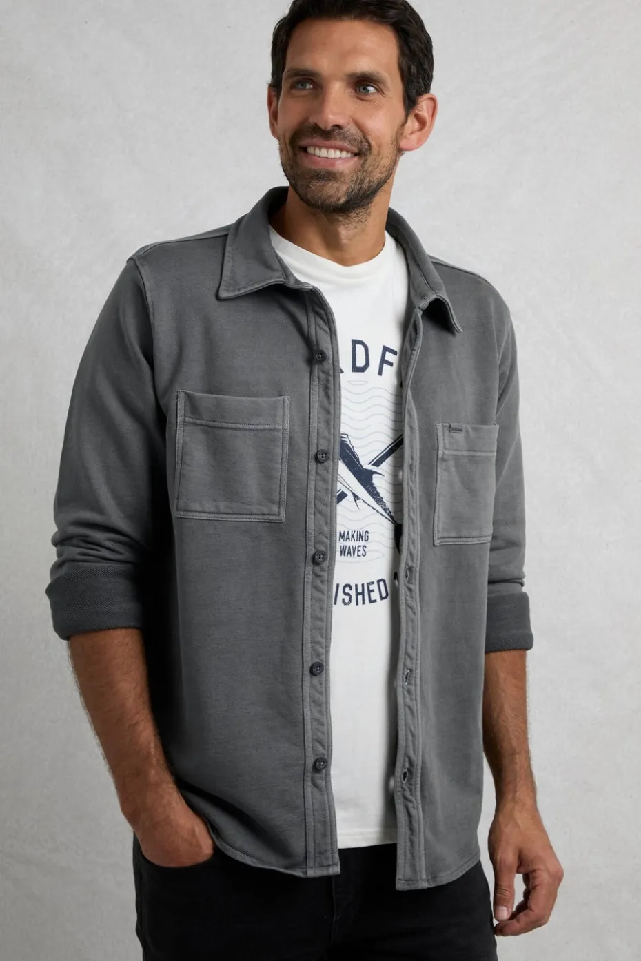 Weird Fish Grey Fingask Loopback Shirt