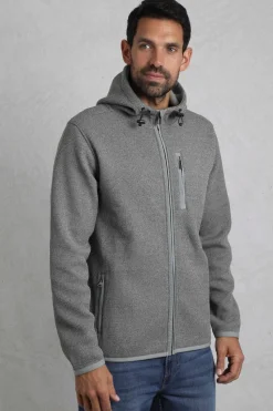 Weird Fish Grey Lockie Full Zip Bonded Fleece Hoodie