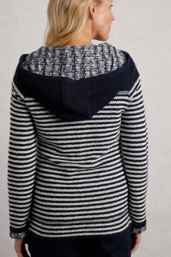 Weird Fish Navy Bianca Full Zip Stripe Macaroni Hoodie