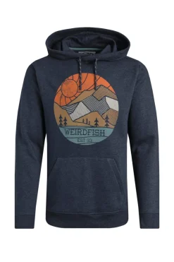 Weird Fish Navy Bryant Front Print Graphic Popover Hoodie