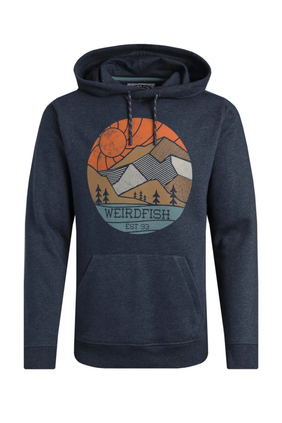 Weird Fish Navy Bryant Front Print Graphic Popover Hoodie