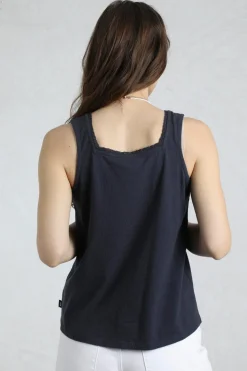 Weird Fish Navy Chelle Jersey Square Neck Vest