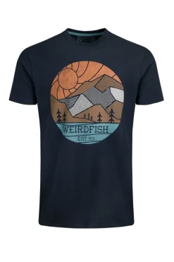 Weird Fish Navy Foothills Front Print T-Shirt
