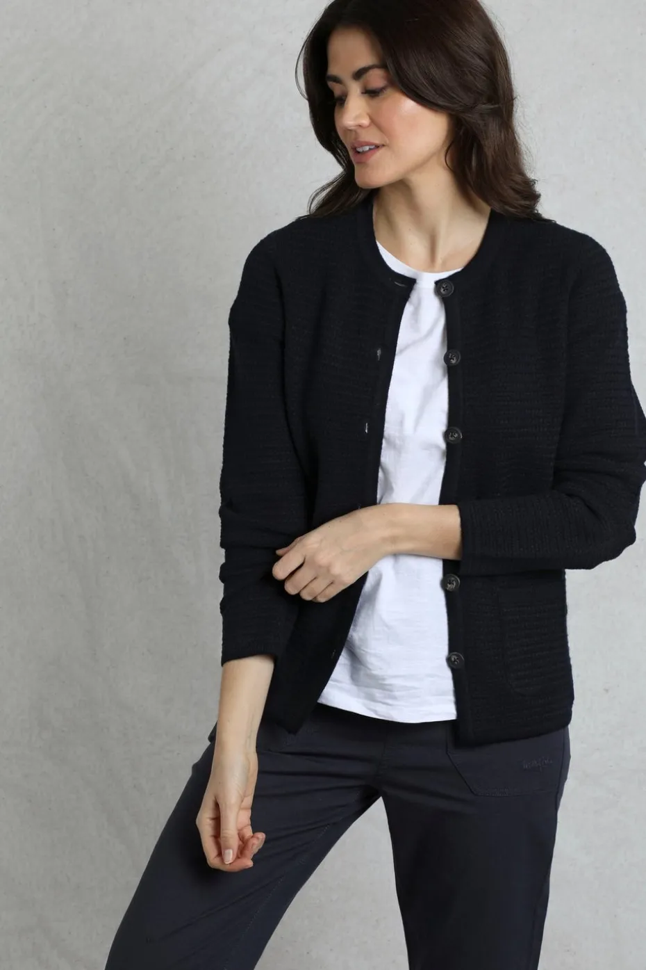 Weird Fish Navy Hayley Knitted Cardigan