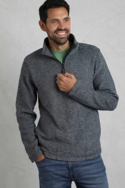 Weird Fish Navy Laramie 1/4 Zip Snow Marl Fleece