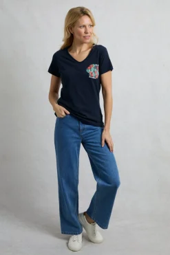 Weird Fish Navy No Rain No Flowers Slub Pocket T-Shirt