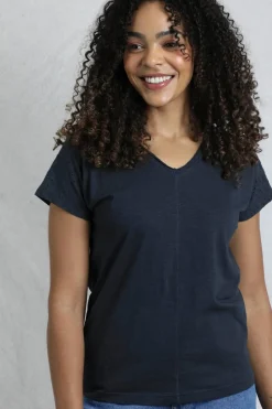 Weird Fish Navy Pernille Cutaway T-Shirt