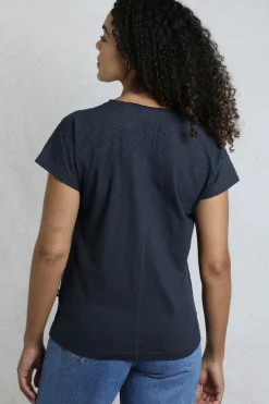 Weird Fish Navy Pernille Cutaway T-Shirt