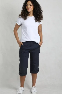 Weird Fish Navy Salena 3/4 Length Trousers