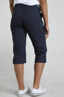 Weird Fish Navy Salena 3/4 Length Trousers