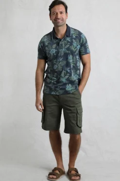 Weird Fish Navy Sarat Printed Polo