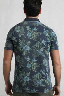 Weird Fish Navy Sarat Printed Polo