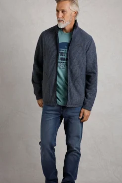 Weird Fish Navy Shires Full Zip Grid Fleece