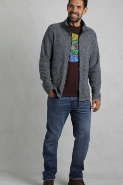 Weird Fish Navy Thames Full Zip Snow Marl Fleece