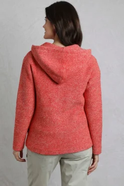 Weird Fish Red Alisa 1/4 Zip Snow Marl Fleece Hoodie